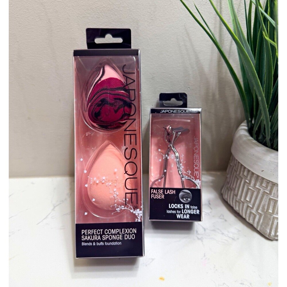Japonesque Beauty Bundle Sakura Sponge Duo + False Lash Fuser NEW